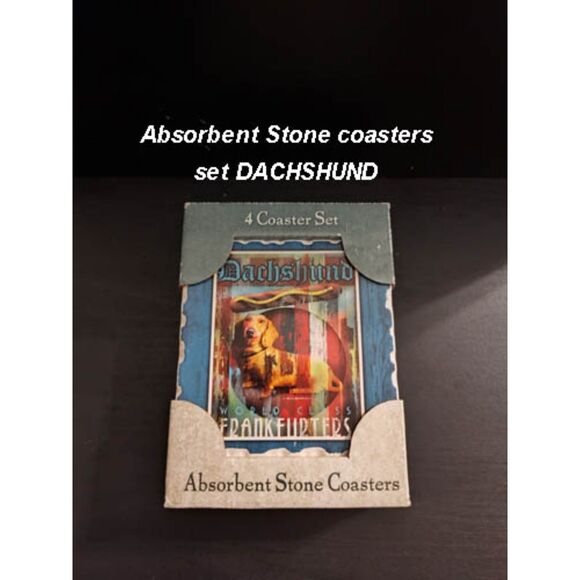 Dachshund Frankfurters set of 4 stone coasters - Picture 1 of 5